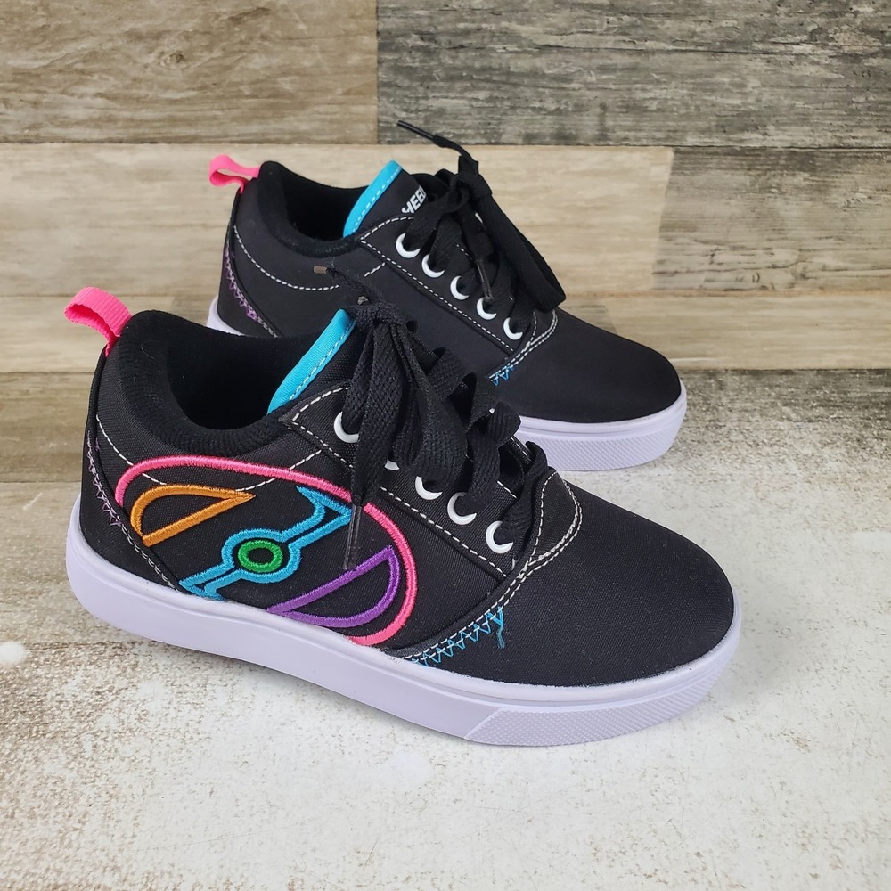 Heelys Pro 20 LG Girls Wheeled Shoes Sz 13 Black White Lace-Up Sneakers